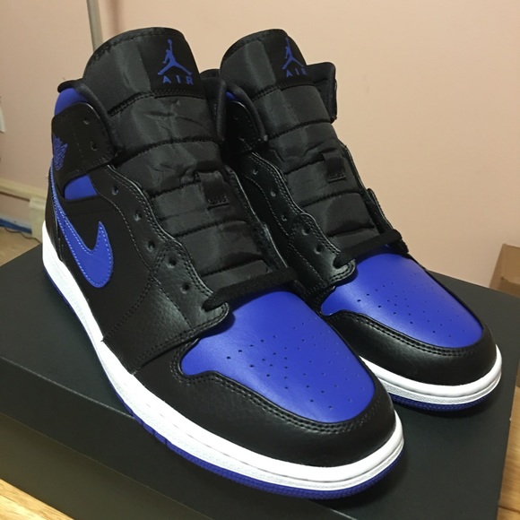 Nike Air Jordan 1 Mid Royal Black Blue - Picture 1 of 5